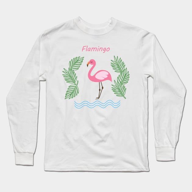 Flamingo Long Sleeve T-Shirt by valentinahramov